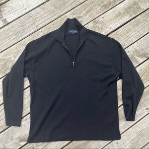 ** Scott Barber Wool Quarter Zip Sweater black popover large